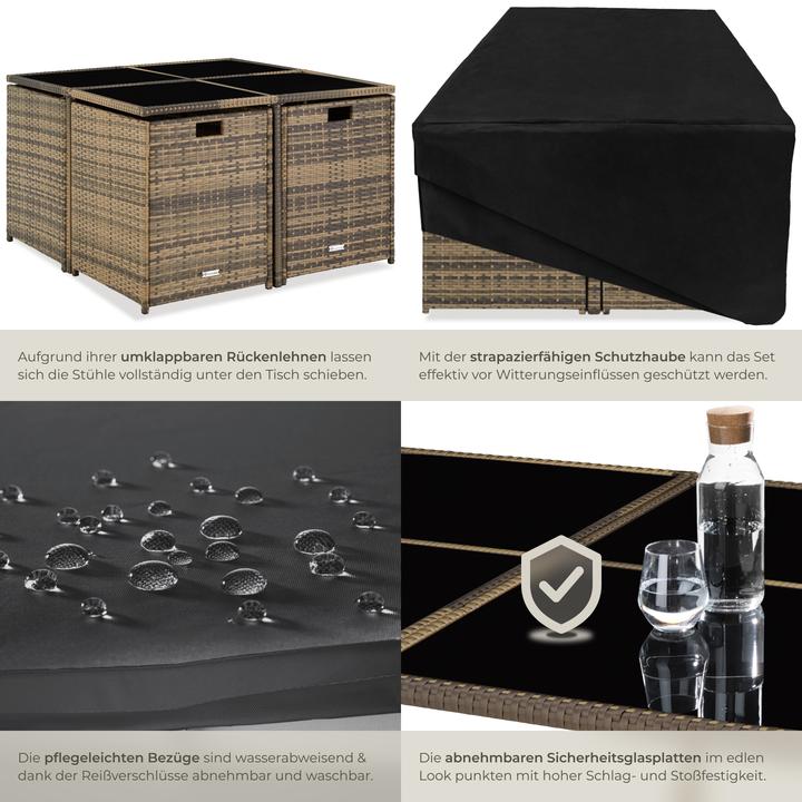 Actual product image tectake Rattan garden furniture set Bilbao 4+4+1 with protective cover, variant 2