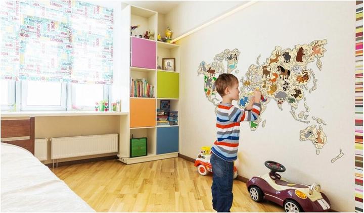 Productafbeelding WoodenCity Wereldkaart van dieren (29 onderdelen)