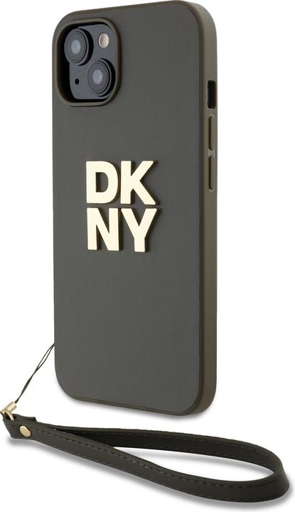 Immagine prodotto DKNY Custodia da polso con logo Stack in pelle PU per iPhone 14 Marrone (Apple iPhone 14)