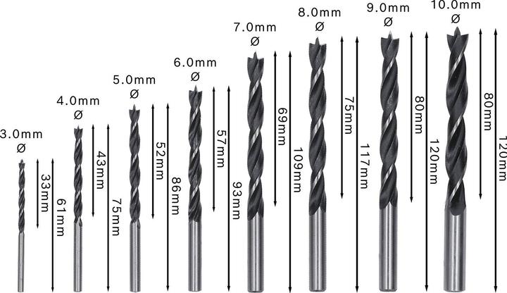 Produktbild Bosch Professional Zubehör PRO Wood Holzspiralbohrer-Set. 8-tlg. (5 mm, 6 mm, 7 mm, 8 mm, 9 mm, 10 mm, 3 mm, 4 mm)