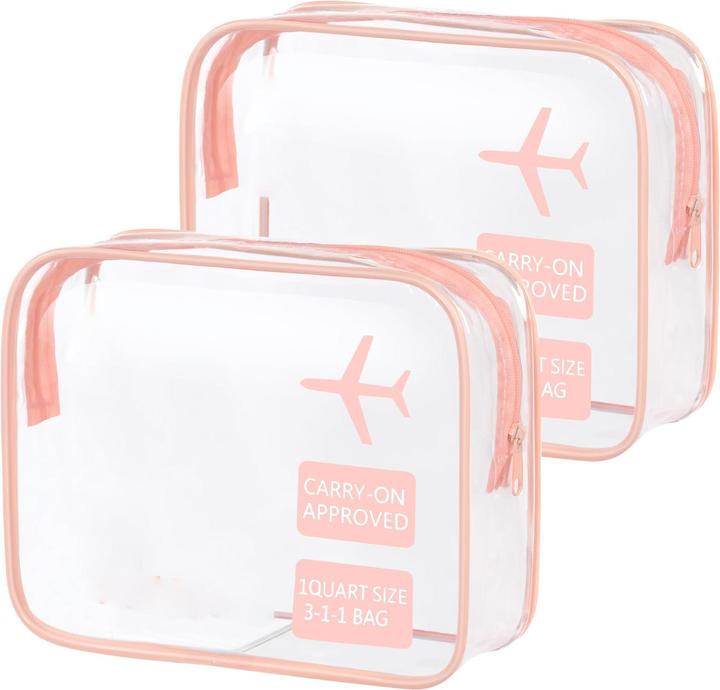 Only-Bags.Store 2 Stück Kulturtasche Transparent, Flugzeug PVC Kosmetiktasche Wasserdicht (0.10 l)