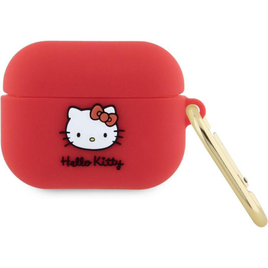 Hello Kitty HKAP3DKHSF Airpods Pro cover fuksja/fuschia Silicone 3D Kitty Head (Kopfhörer Tasche), Kopfhörertasche + Sch...
