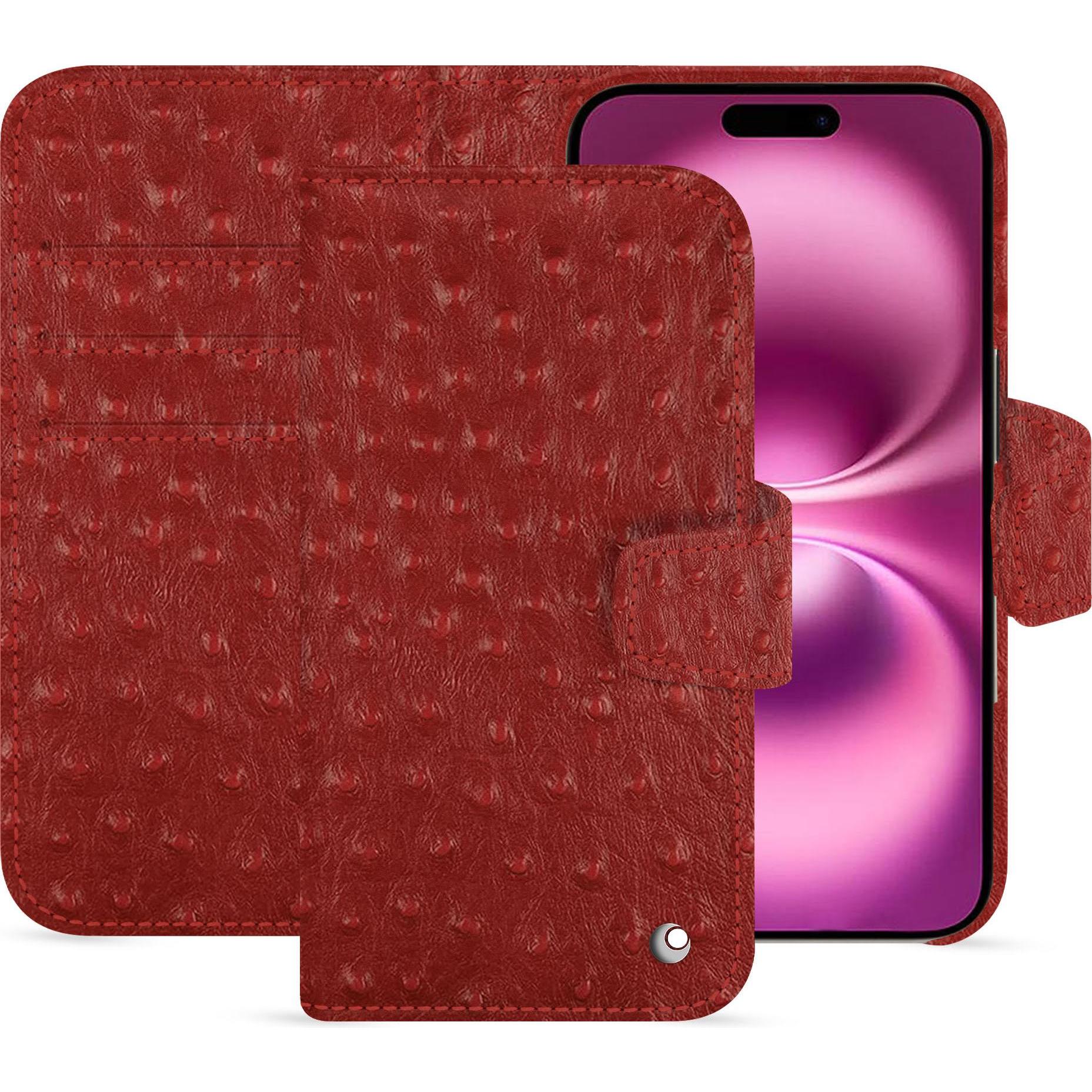 Thumbnail - Noreve Lederschutzhülle Apple iPhone 16 Plus (Apple iPhone 16 Plus), Smartphone Hülle, Rot