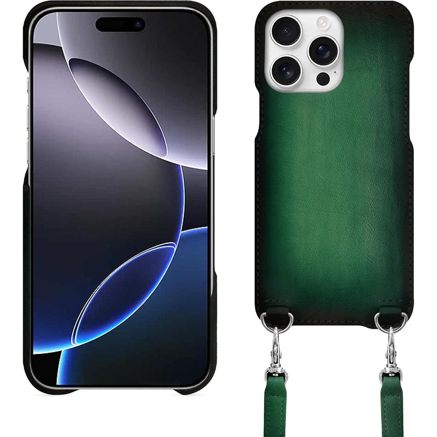 Noreve Schutzhülle mit Schulterriemen Apple iPhone 16 Pro Max (Apple iPhone 16 Pro Max), Smartphone Hülle, Grün