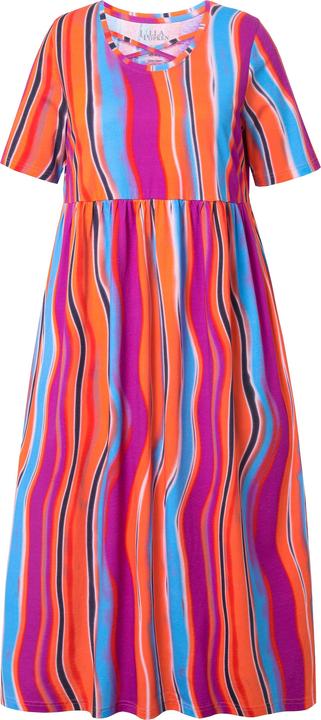 Produktbild Ulla Popken Maxikleid, Zierbänder, A-Linie, Rundhals, Halbarm, Taschen (54)