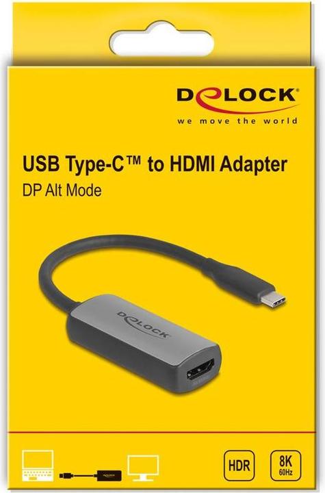 Produktbild Delock USB Type-C Adapter zu HDMI (DP Alt Mode) 8K 60 Hz mit (HDMI, 17 cm)