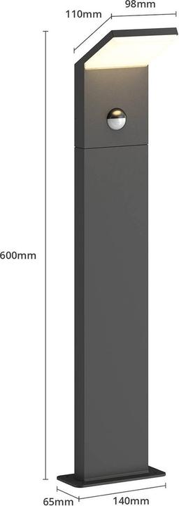 Actual product image Lucande Nevio Outdoor Garden Light w/Sensor Graphite (IP54)