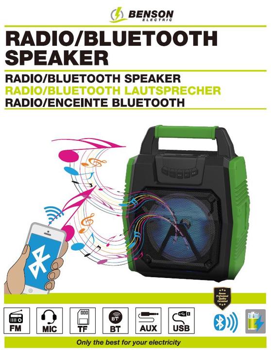 Image du produit Benson Electric Radio/haut-parleur Bluetooth rechargeable
