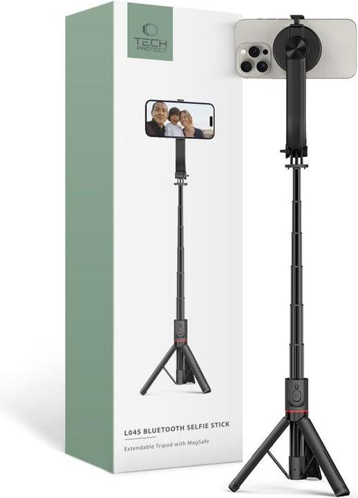 Image du produit Tech-Protect L04S Canne à selfie Bluetooth avec tripode jusqu'à 95cm et tête 360 - noir
