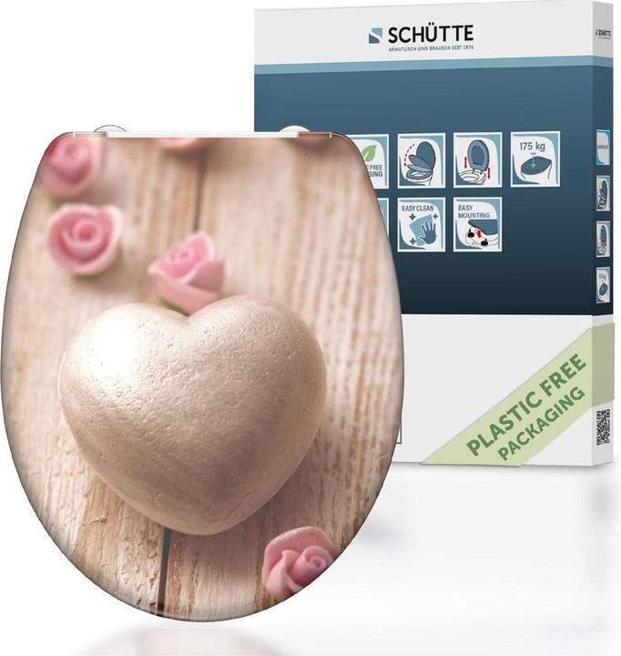 Actual product image Schütte Duroplast toilet seat ROMANTIC soft-close mechanism Quick Release 82370 Heart