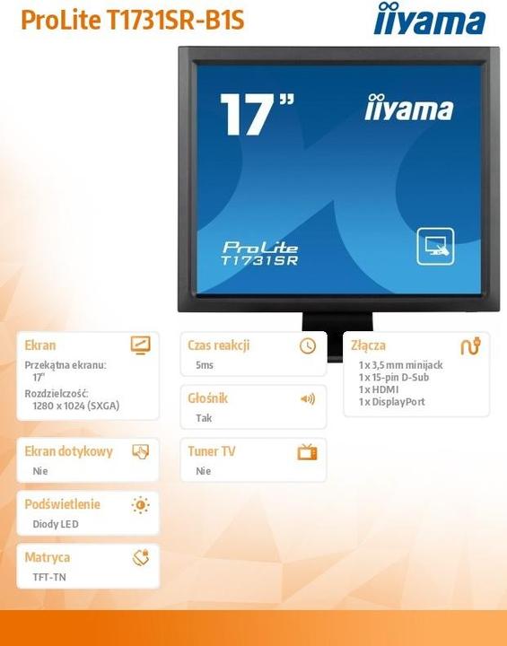 Image du produit iiyama Dis Public 17 T1731SR-B1S TOUCH (1280 x 1024 pixels, 17")