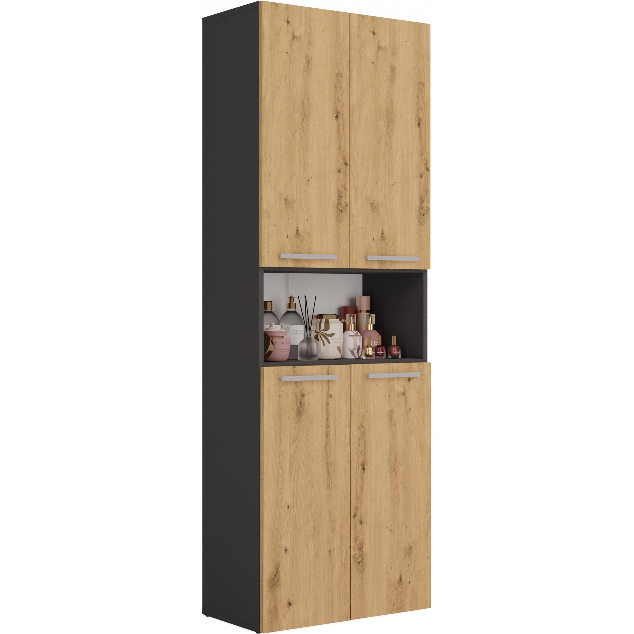 Topeshop, Badezimmerschrank, Nel 2k Dk Ant/Art Kp
