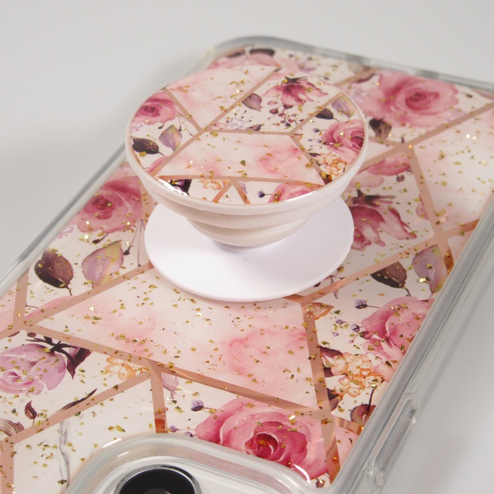 Actual product image PhoneLook Sleeve silicone gel geometric stripes with 3 tier finger holder s (Apple iPhone 13 Pro)