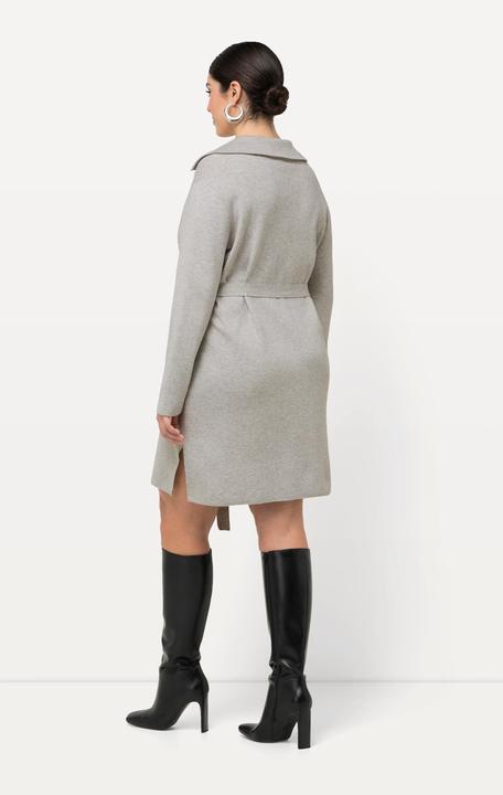 Produktbild Ulla Popken Strickkleid, Gürtel, Hemdkragen, V-Ausschnitt, Langarm (50, 52)