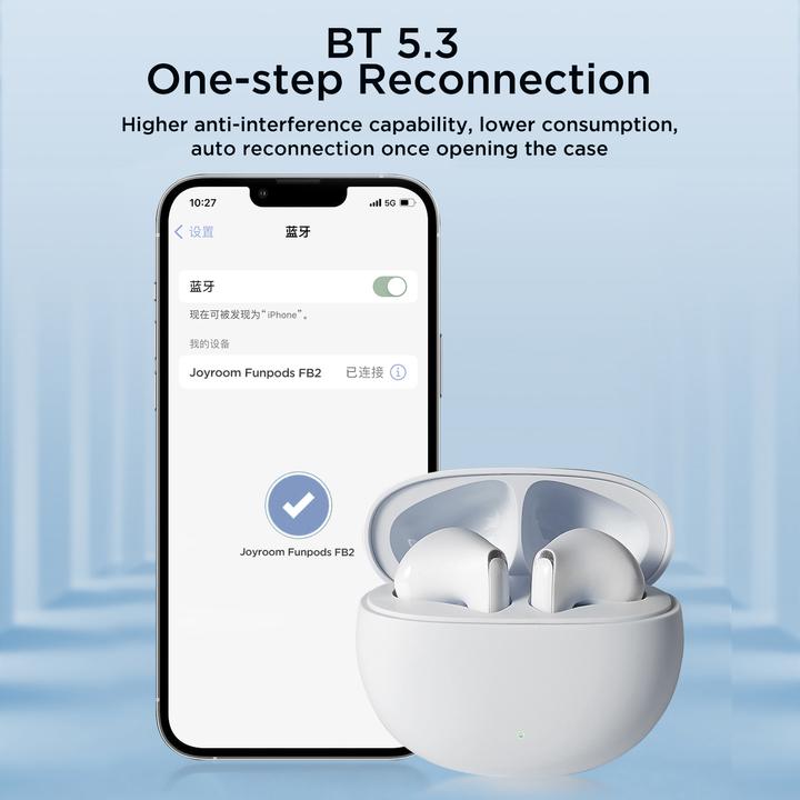 Produktbild Joyroom Funpods Series JR-FB2 Half in-ear Wireless Headphones - White (35 h, Kabelgebunden)