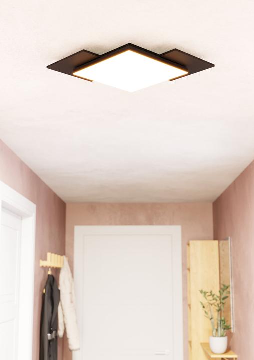 Produktbild EGLO LED Deckenleuchte Stahl/Holz/Kunststoff 10,8W 1300 lm 3000 K Warmwei HxBxL 60x285x285 mm Tamuria s (1300 lm)