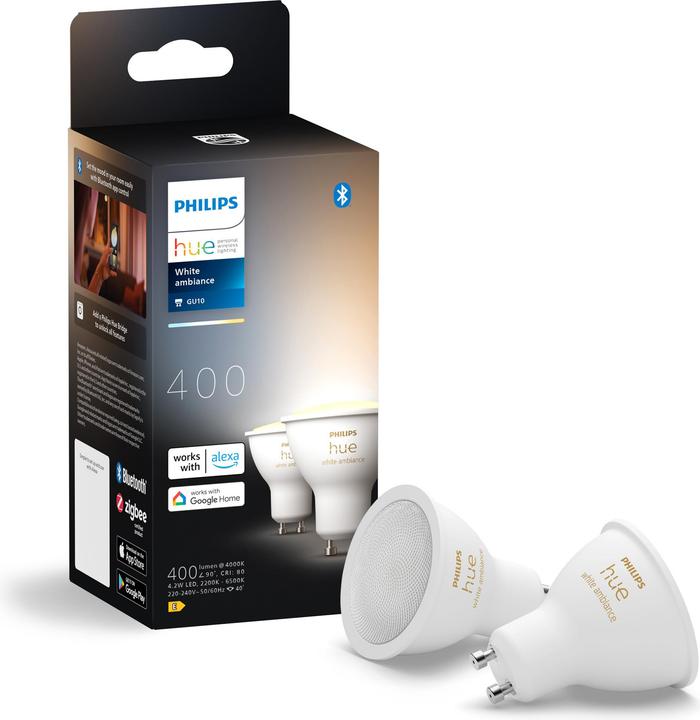 Produktbild Philips Hue White Ambiance (GU10, 4.20 W, 400 lm, 2 x, E)