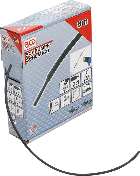 BGS Boîte de gaines thermorétractables noires Ø 3 mm 8 m (1 x)
