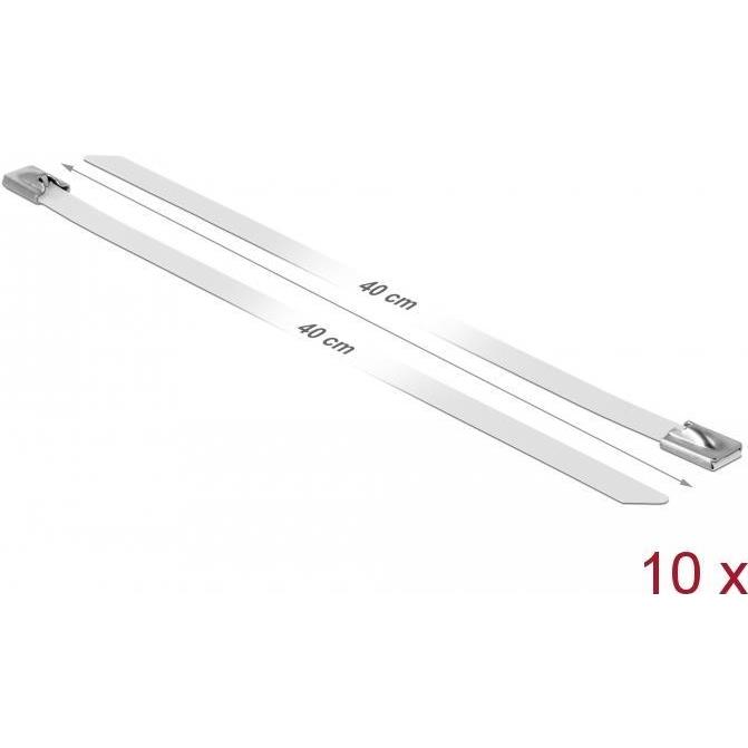 Delock, Kabelbinder, Edelstahlkabelbinder 400x7,9 10 Stk. (Metallkabelbinder, 400 mm, 10 Stk.)