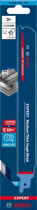 Produktbild Bosch Professional Zubehör EXPERT ‘Medium-Thick Tough Metal’ S 1155 HHM Säbelsägeblatt, 3 Stück