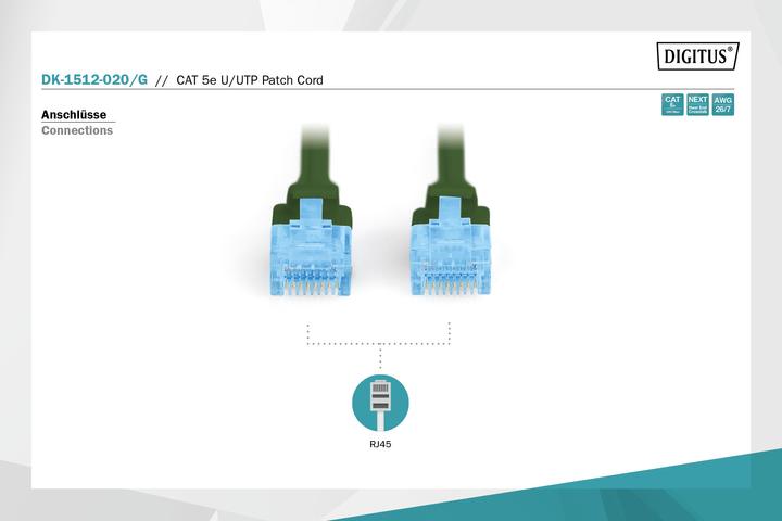 Produktbild Digitus CAT5e U-UTP Patchk.,2m, Grün (U/UTP, CAT5e, 2 m)