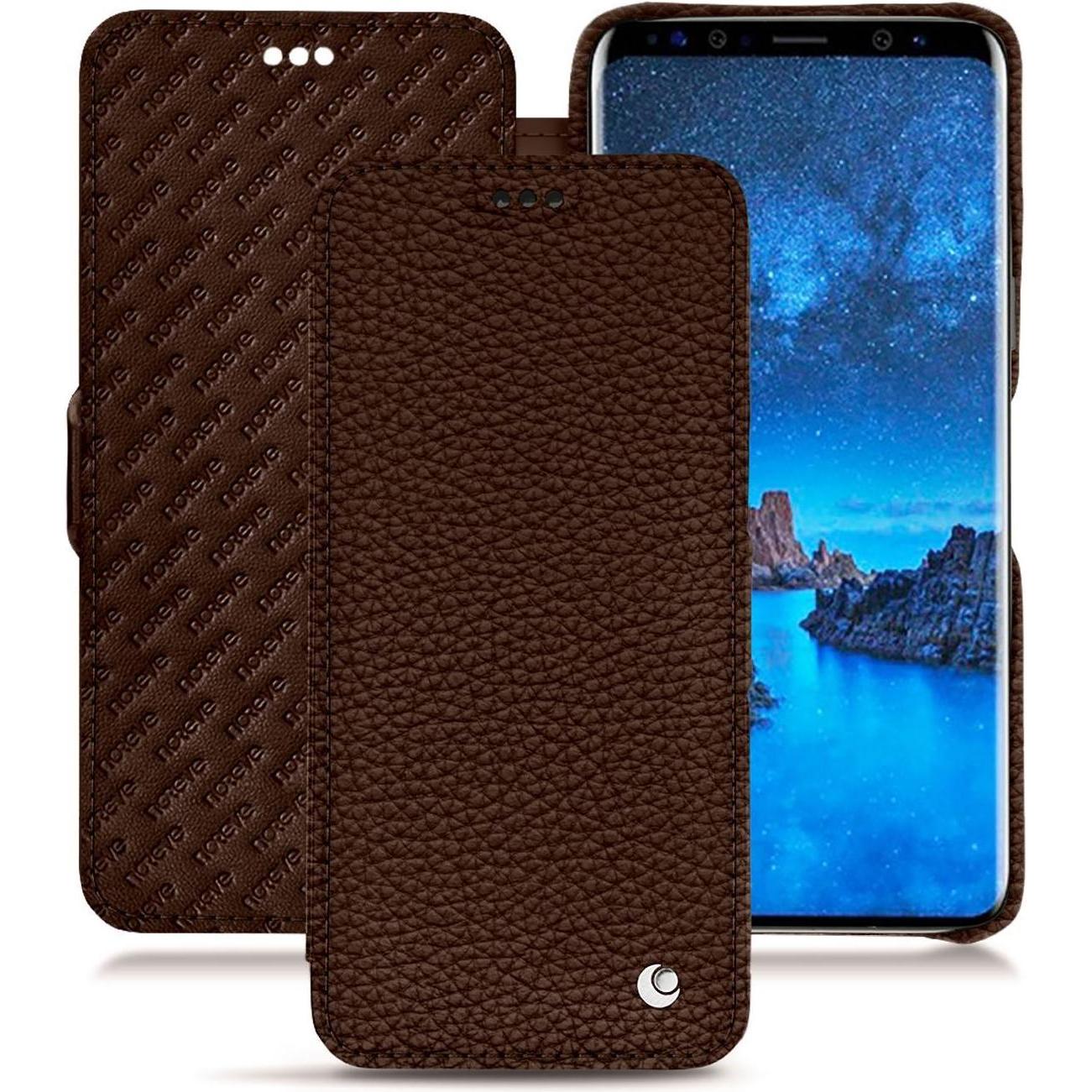 Noreve Lederschutzhülle horizontal (Samsung Galaxy S9), Smartphone Hülle, Braun