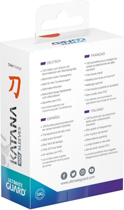 Actual product image Ultimate Guard Kartenhülle Katana Sleeves Standardgrösse Orange 100