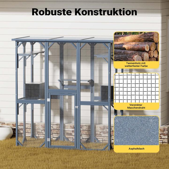 Produktbild Wiltec Freilaufgehege Katzen 170x88x180cm Katzenfreigehege Holz Aussengehege