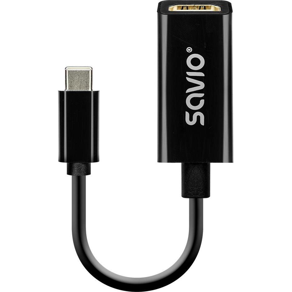 Savio AK-79 (USB Typ-C, 2.50 cm), Data + Video Adapter, Schwarz