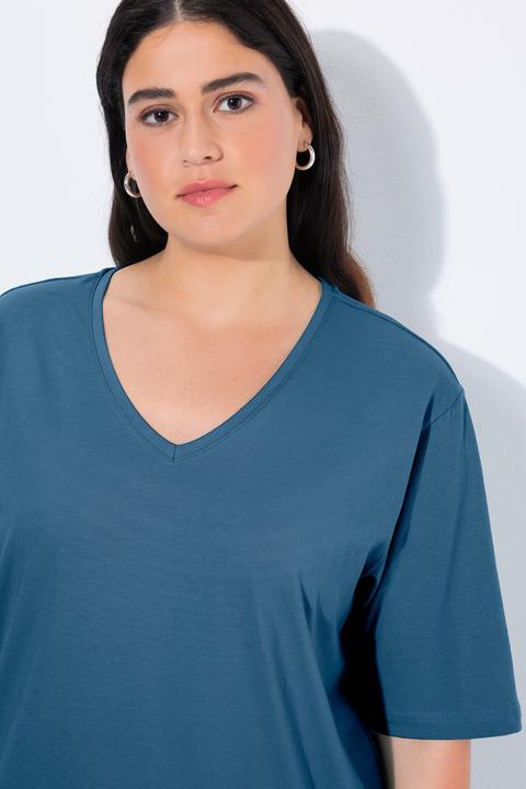 Image du produit Ulla Popken T-shirt coupe Relaxed Fit, décolleté en V et manches courtes (42, 44)