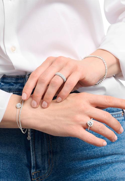 Produktbild Thomas Sabo Halo-Ring mit weissem Stein in Herzform (52, 925 Silber)