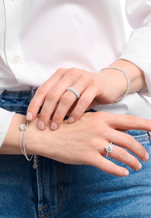Produktbild Thomas Sabo Halo-Ring mit weissem Stein in Herzform (56, 925 Silber)