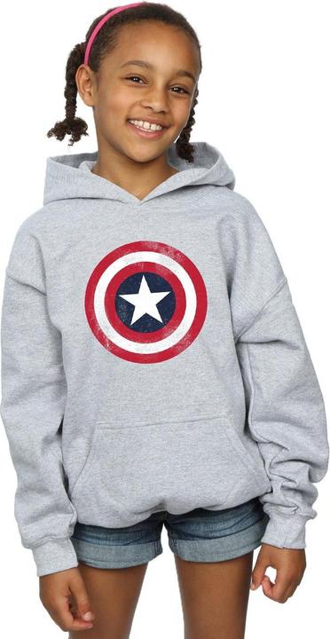 Immagine prodotto Captain America Distressed Shield Felpa con Cappuccio Ragazze (140, 146)