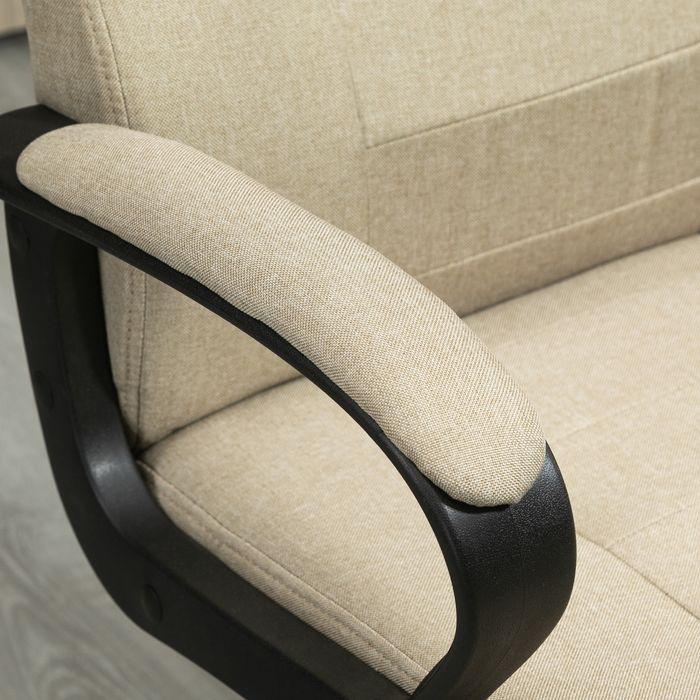 Produktbild Swisshandel24 Bürostuhl in Leinenoptik, höhenverstellbar, Wippfunktion, 5 Rollen, Beige (46 - 55 cm)