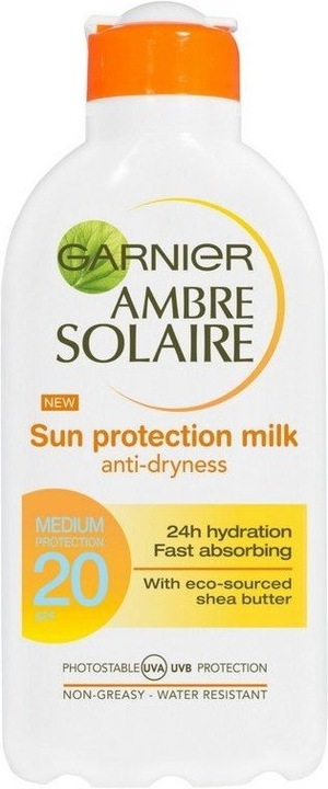 Actual product image Garnier Ambre Solaire - Sun Protection Milk 200ml - SPF 20 (Sun lotion, SPF 20, 200 ml)
