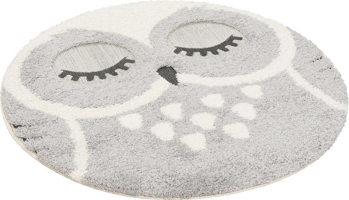 Image du produit Pergamon Tapis Shaggy à poils longs pour enfants Richie Owl Round (120 x 120 cm)