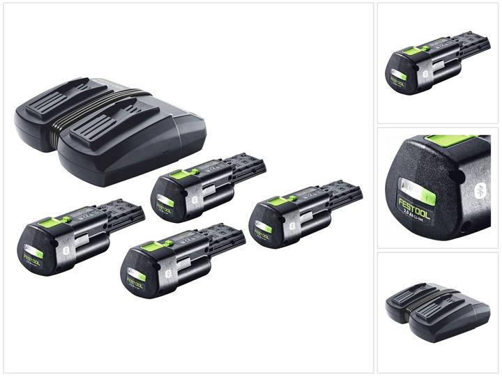 Festool Energie Set 4x BP 18 Li 3,0 Ergo I Akku 18 V 3,0 Ah / 3000 mAh Li-Ion ( 4x 577704 ) + TCL 6 (18 V)