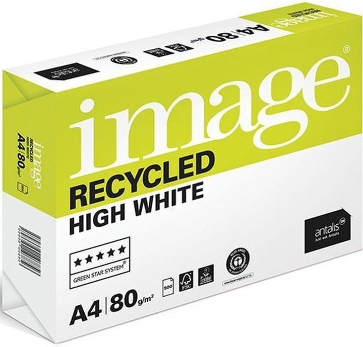 Actual product image Antalis Image Recycled High White Blue Angel 80g, bright white 2'500 sheets box 5x500 sheets/sheet (80 g/m², 2500 x)