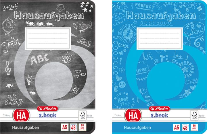 Actual product image Herlitz Homework exercise book x.book, DIN A5, 80 gsm, 48 sheets (A5)