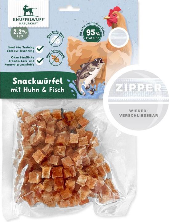 Produktbild Knuffelwuff Snack Huhn und Fisch Würfel 250 g, Snackart (1 Stk., 250 g)