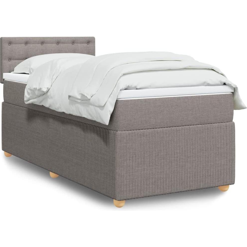 VidaXL, Bett, Boxspringbett Polsterbett Bett Einzelbett Matratze Taupe 80x200cm Stoff (80 x 200 cm)