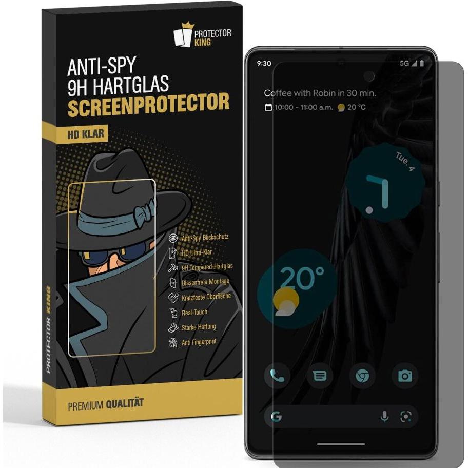 Protectorking 2x Echtes Tempered 9H Panzerhartglas Blickschutz (2 Stück, Google Pixel 7), Smartphone Schutzfolie
