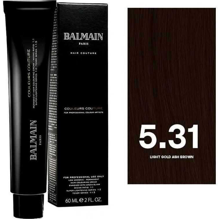 Balmain, Tinta per capelli, Tinta per Capelli Permanente Couleurs Couture (5,31 Marrone cenere oro chiaro)