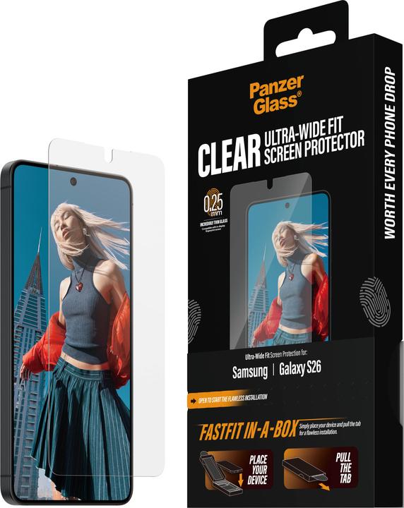 Produktbild PanzerGlass Ultra-Wide Fit - FastFit (1 Stk., Samsung Galaxy S26)