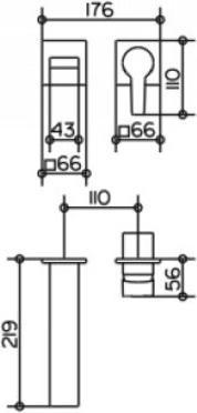 Productafbeelding Keuco Eéngreeps wastafelmengkraan EDITION 11 DN 15 f UP Mont Ausldg 219mm verchroomd Projectie 219 mm
