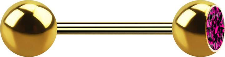 Actual product image Star Piercing Micro barbell gold-plated with ball and ball crystal fuchsia (without brass, Surgical steel 316L)
