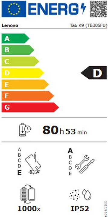 Energy Label Lenovo Tab K9 (WLAN only, 8.70", 64 GB, Grey)