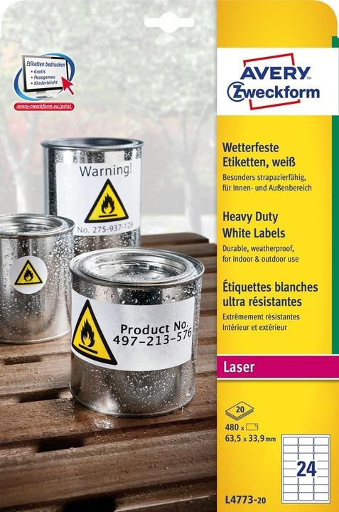 Image du produit Avery Étiquettes blanches pour usage intensif - Laser - L4773 Blanc