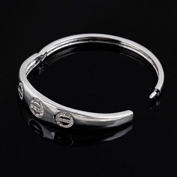 Actual product image Hermex LUXURY Platinum Plated Bangle Bracelet Charms Zirconia - Platinum (Copper-nickel alloy)
