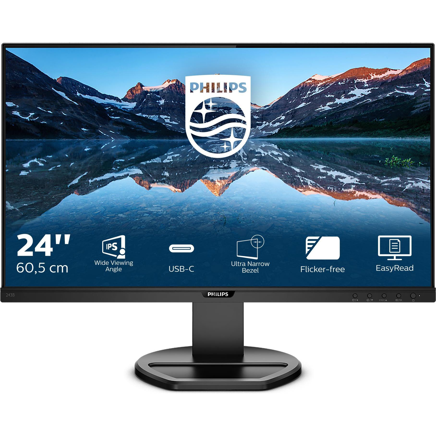 Philips 243B9/00 (1920 x 1080 Pixel, 24"), Monitor, Schwarz